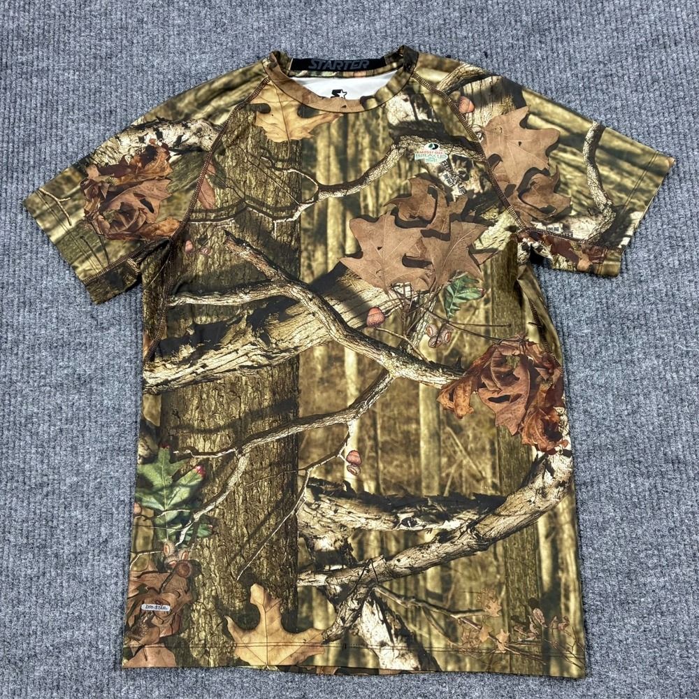 Starter Mossy Oak Mens Large Camo Hunting Performance Shirt Short Sleeve